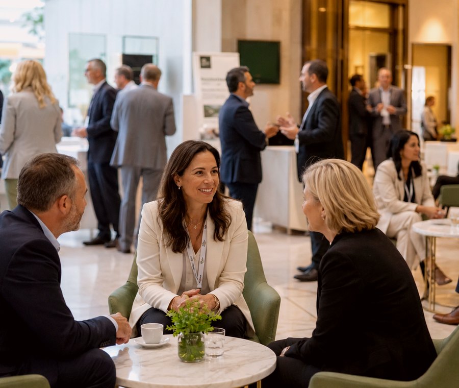 Professional people discussing an event inquiry