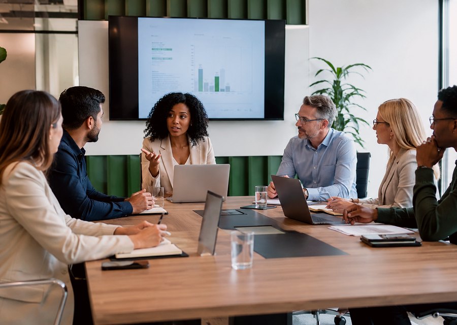 Boardroom meeting with professionals